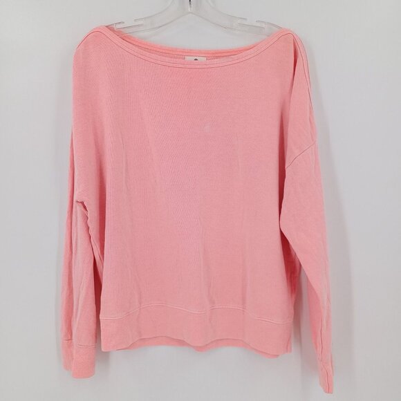 SUNDRY Sz S (1) Pink Pullover Stretch Oversized Boat Neck Sweatshirt Comfort - Picture 3 of 14